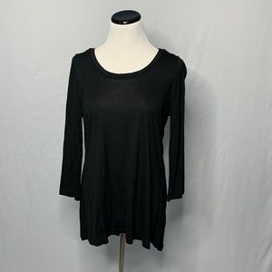 🌻2/$10 NWT Ann Taylor Black 3/4 Sleeve Sheer Split Back Tunic Top